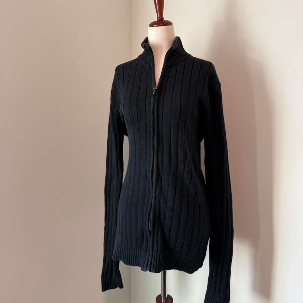 DKNY Zip Up Black sweater Size Large